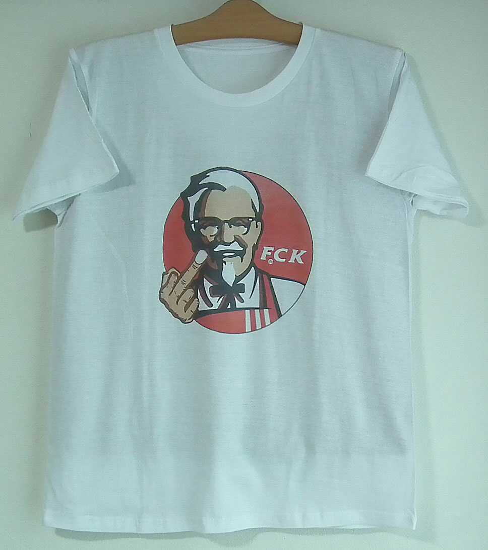 新品 パロディーTシャツ 白M半袖 KFC ケンタッキー Fuck カーネル 