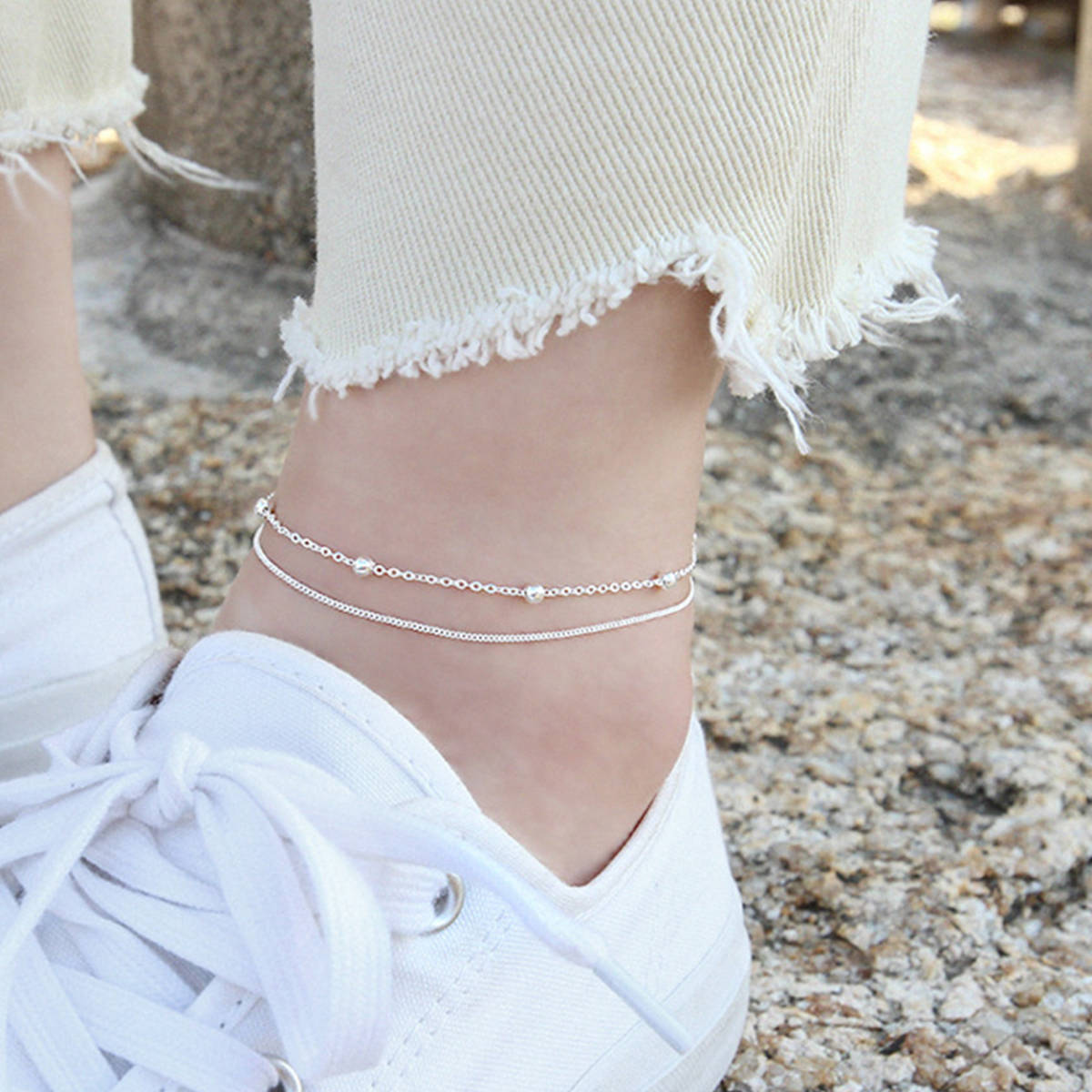 【新品】DAN-4 アンクレット シルバー925 Silver925 anklet ジュエリー ootd code コーデペア 重ね付け SILVER GOLD シルバーアクセ 2/2_画像9