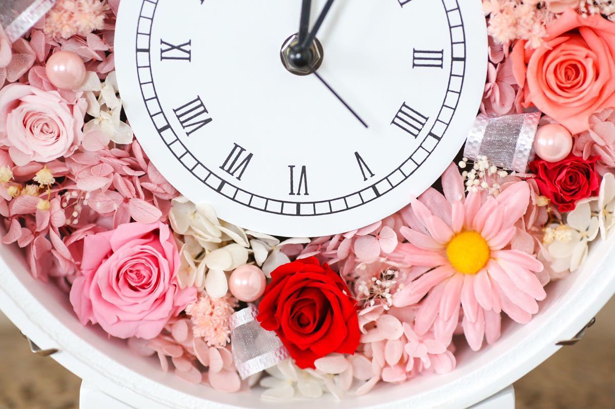 ピンクの 花時計 プリザーブドフラワー