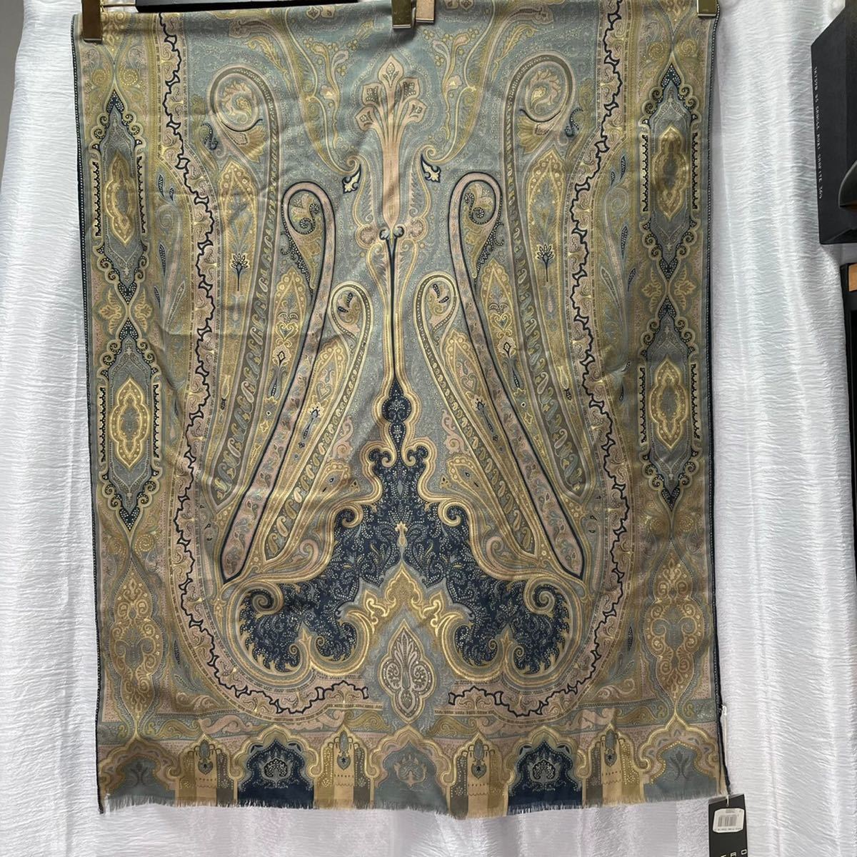 ETRO エトロ ペイズリー柄 大判ストール ウール シルク混_画像2