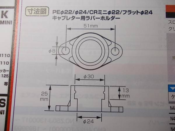 ☆PE22/PE24/CRミニ22/フラット24用ラバーホルダー(103d)_寸法図です