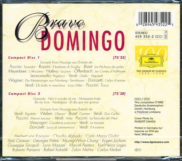 未開封新品 2CD DG プラシド・ドミンゴ - Bravo Domingo　4枚同梱可能　a4NB00000AFRF_画像2