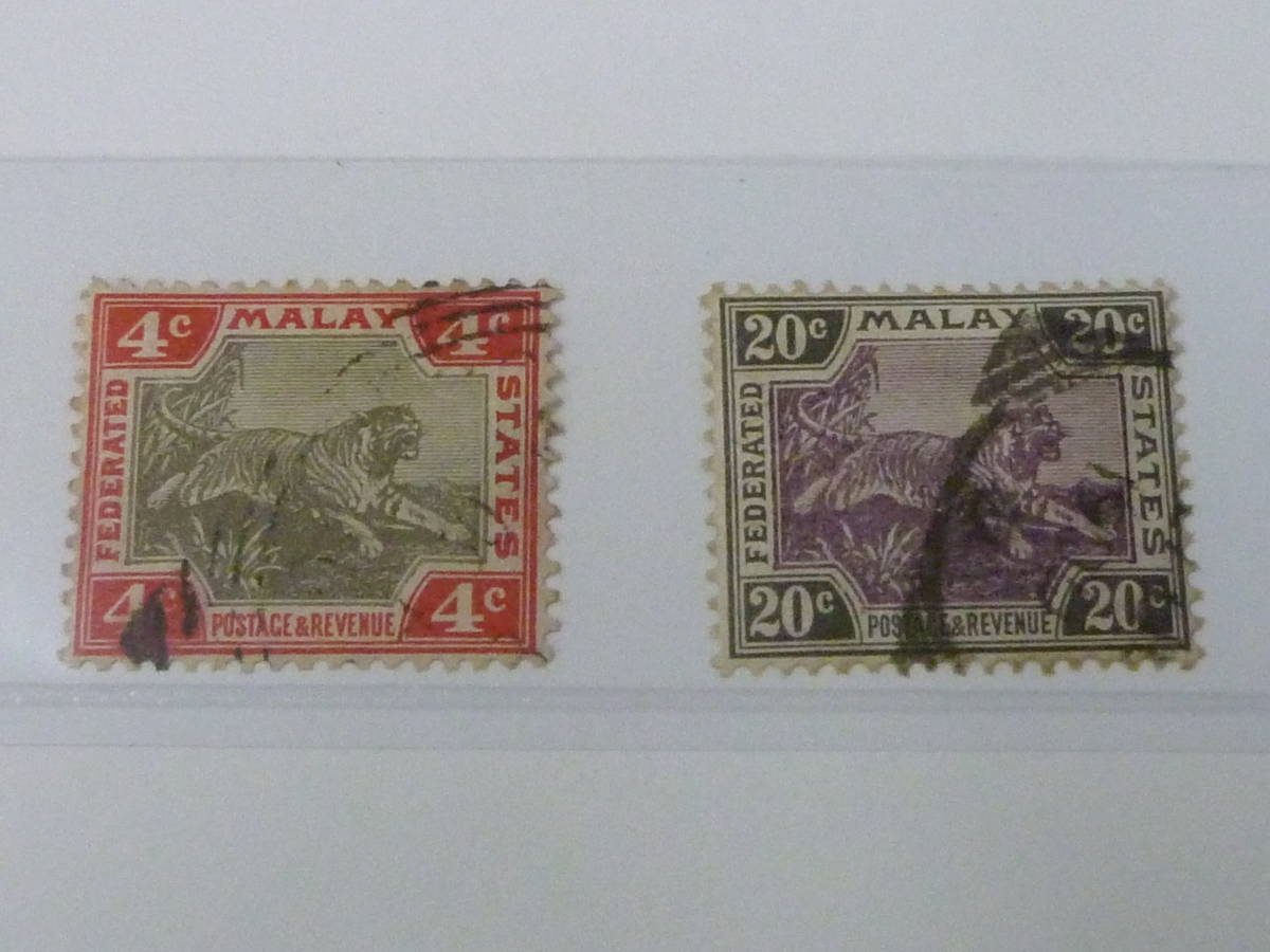 21EA　S　№10　マラヤ切手　1900-34年　FEDERATION OF MALAYA　SC#1-79の内　計37種　使用済_画像3