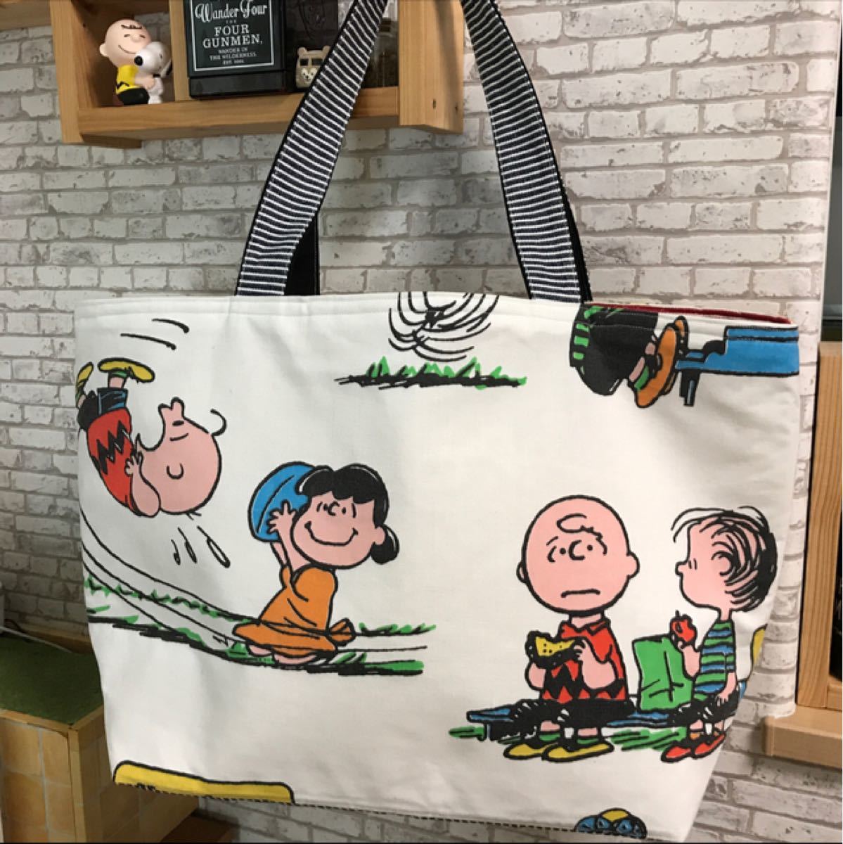 スヌーピー PEANUTS ☆ ヴィンテージ シーツ リメイクハンドメイドバッグ トートバッグ マザーズバッグ ハンドメイドバッグ