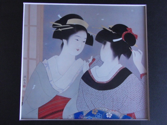 . higashi deep water,[ spring. window ], rare large size frame for book of paintings in print .., condition excellent, new goods amount frame attaching, free shipping 