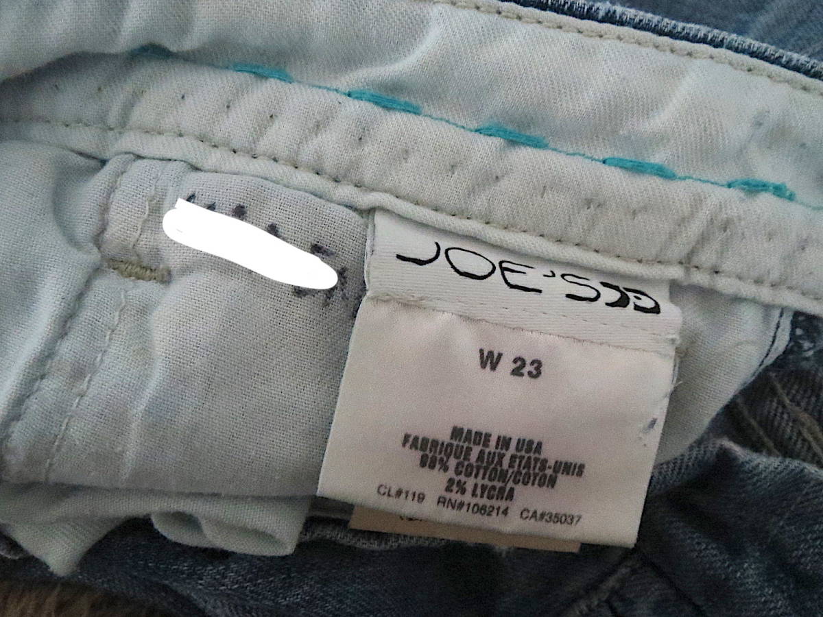 二点落札で送料無料！ 2A4 joes jeans ジョーズ ジーンズ デニム W23 レディース ボトムス 72㎝ インディゴ ライト ブルー_画像8