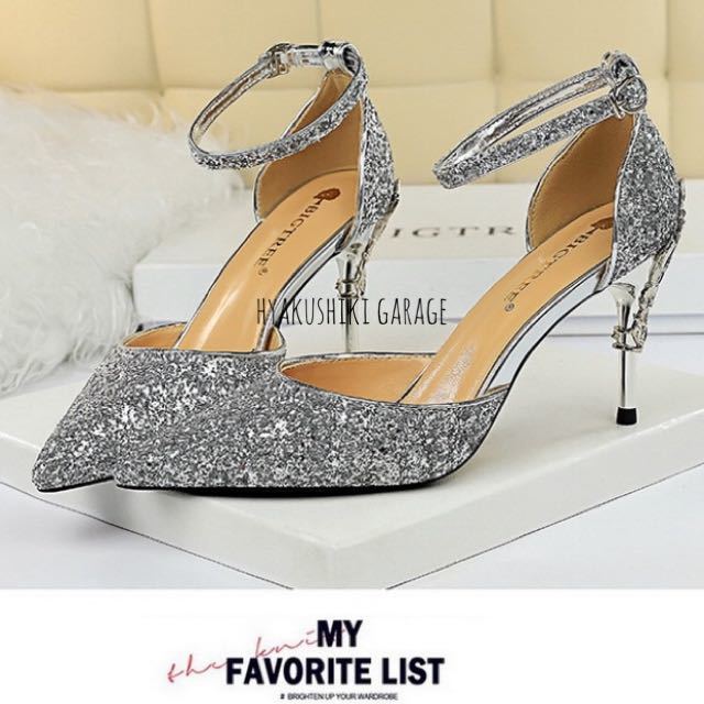 [ large size ][ free shipping ]26.5cm A24-16g Ritter lame pumps silver lady's 