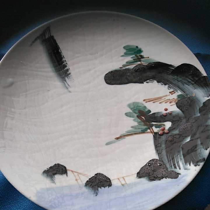  Japanese-style tableware retro diameter 25 centimeter pair muffle painting plate era thing war front thing ... ... at that time thing 