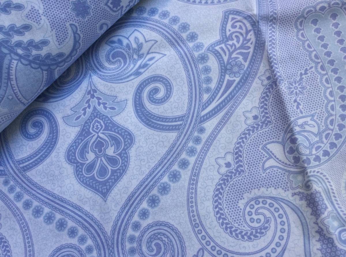 爽やかブルー ペイズリー柄布 生地 テーブルクロス マルチカバー スカート クッションカバー 枕カバー ハンドメイド
