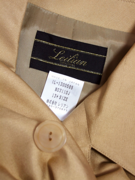 本物の 絹シルク100% スプリングコート Leilian 美品/レリアン 大きい