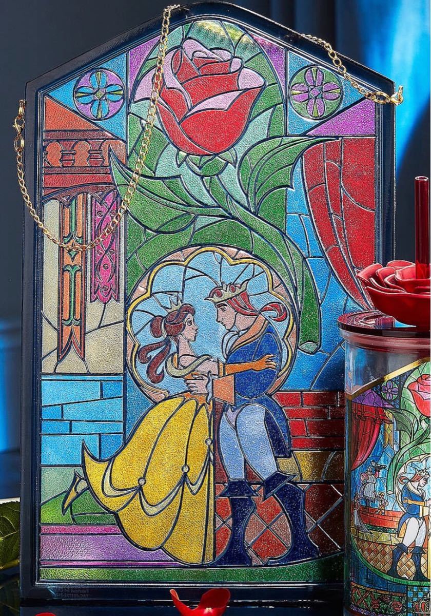 Paypayフリマ ディズニーストア 美女と野獣 オブジェ 壁掛け ステンドグラス風 ショップディズニー 魔法のバラ