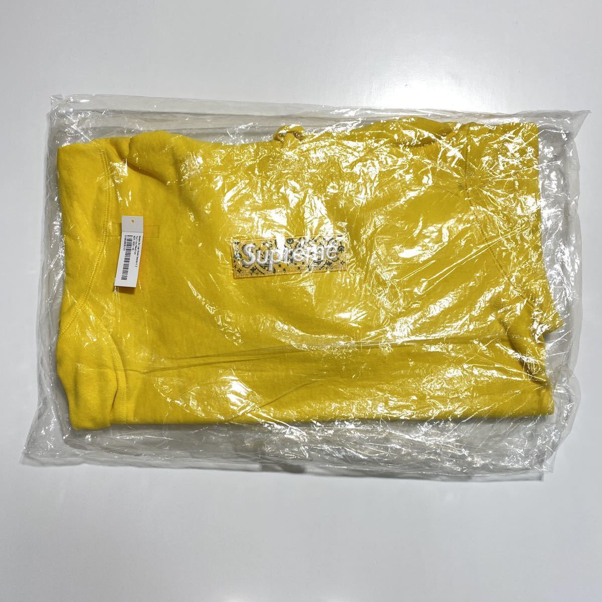 【M】新品 Supreme Bandana Box Logo Hooded Sweatshirt Yellow シュプリーム バンダナ ボックス ロゴ フーディ スウェット イエロー N2_画像1