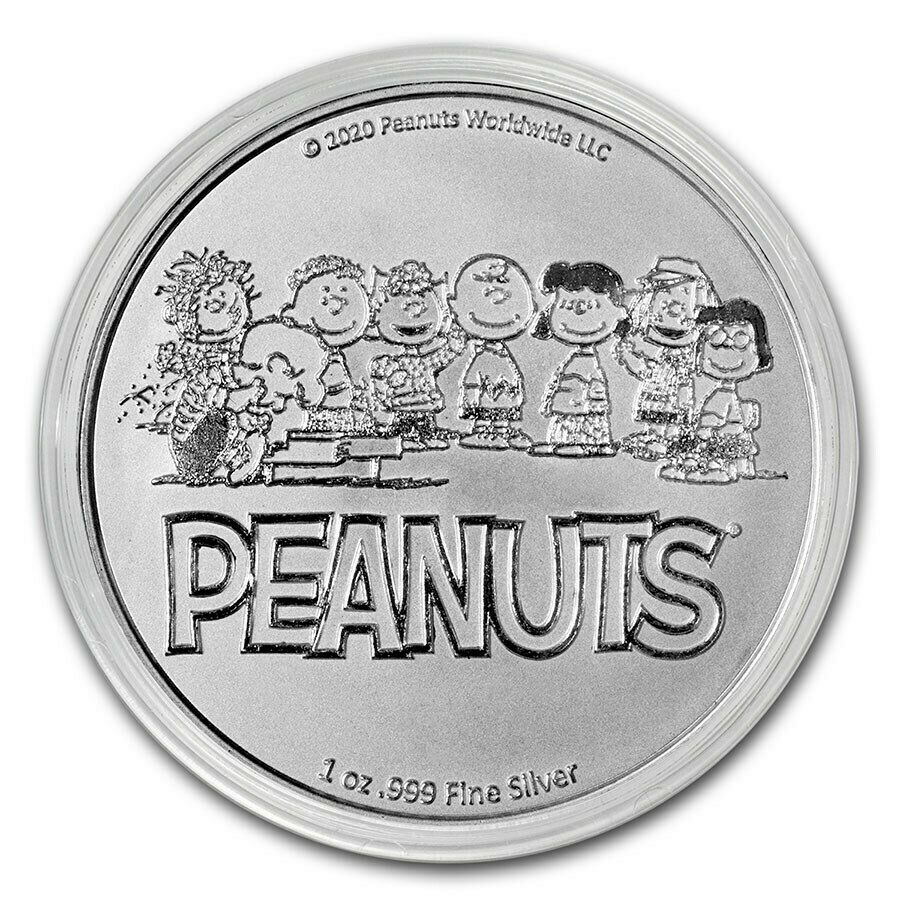 最新銀貨　海外大人気　2020 Peanuts Snoopy and Charlie Brown Valentine 1 oz Silver Coin　発行数10000