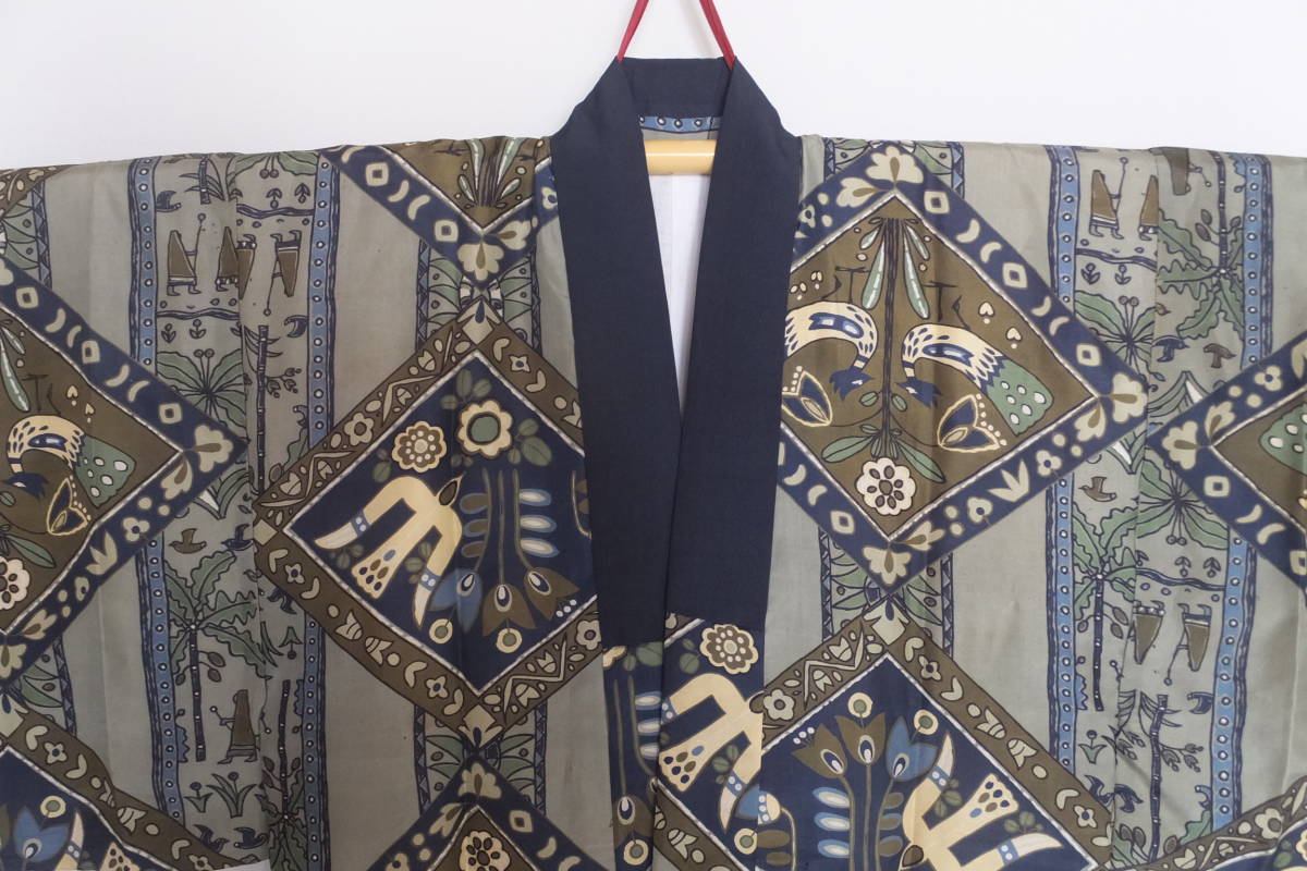 * gentleman * silk. long kimono-like garment * wonderful pattern. * height 154. front after person .! 210216