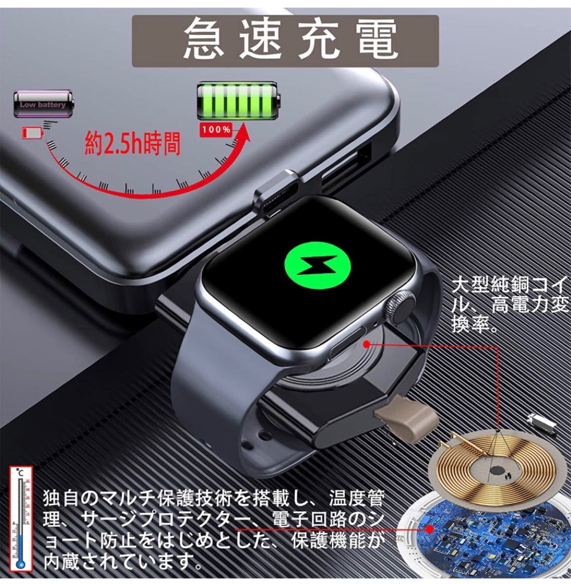 Apple Watch 充電器 iWatchワイヤレス充電器 アップルウォッチ 磁気急速充電器 ホワイト　白