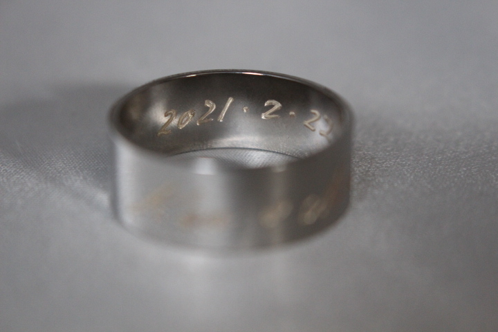 name ring flat strike small silver color name * character sculpture free table * reverse side * both sides * possible 