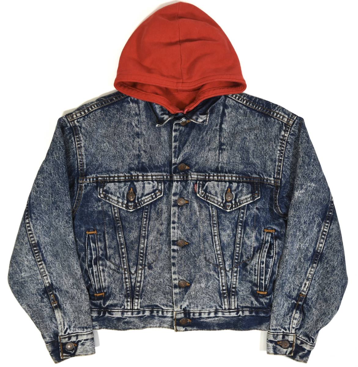 激レア USA製 1988 LEVI'S 57526 Denim jacket Kid's L Indigo×Red 80s ヴィンテージリーバイス キッズ ジージャン デニムジャケット