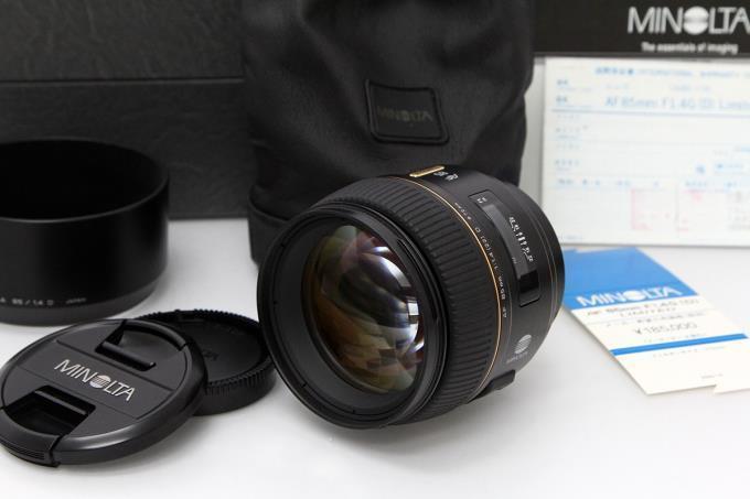  ultimate beautiful goods l Minolta AF 85mm F1.4 G(D) Limited hood * original box attaching γK2993-2B3