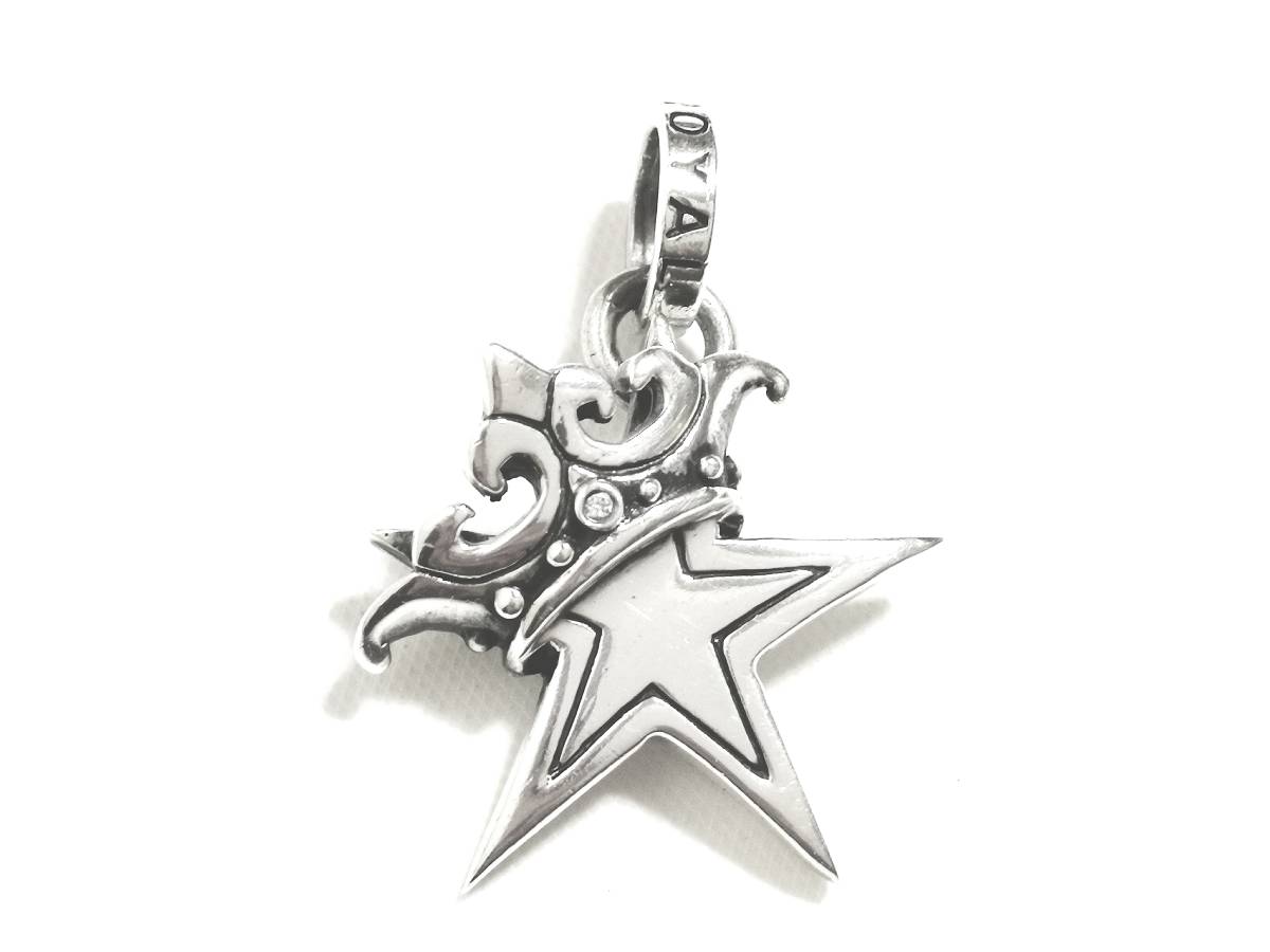 * подлинный товар стандартный товар Royal Order Small STAR with CROWN w/ 1cz Star Crown 1P циркон подвеска с цепью серебряный 925*