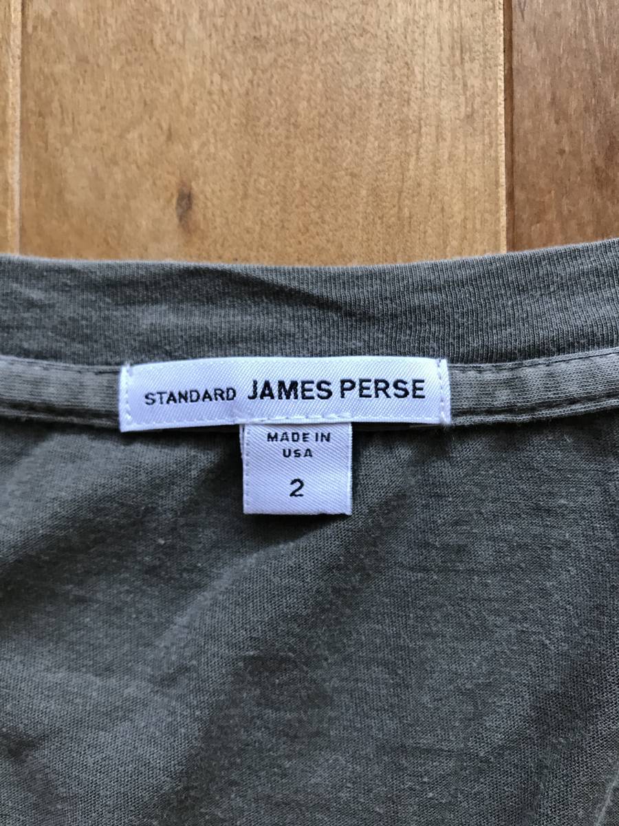 【美品・日本未発売】JAMES PERSE ジェームスパース Ｕネック ショート丈 カットソー size2 グレー 半袖Tee Tシャツ