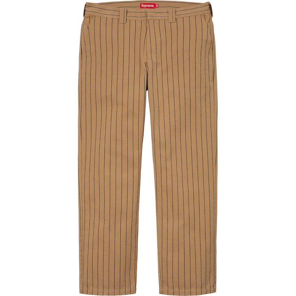 茶34 即決 国内正規新品 Supreme 21SS Work Pant Brown Stripe シュプリーム ワークパンツ ストライプ