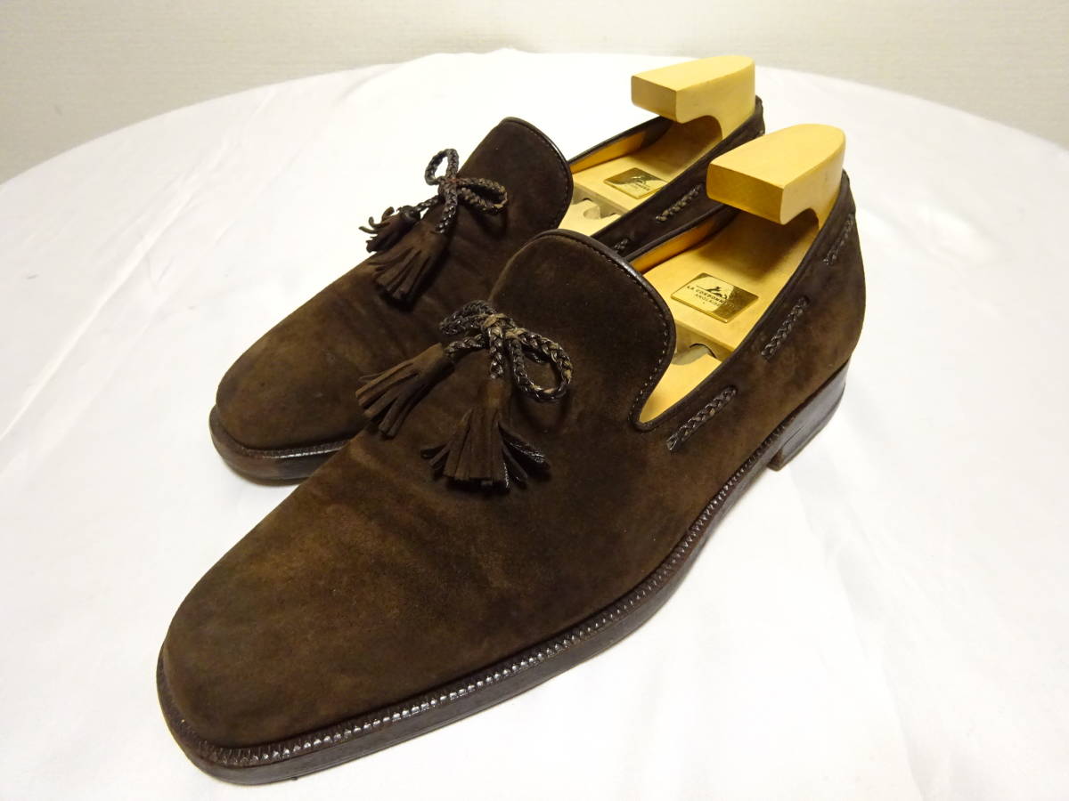 TANINO CRICSItanino Chris chi- car fn back leather tassel Loafer leather shoes dark brown ITALY made 6.5 25cm rank 