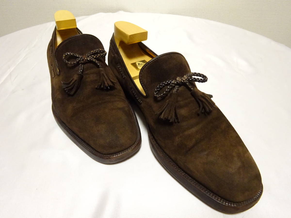 TANINO CRICSItanino Chris chi- car fn back leather tassel Loafer leather shoes dark brown ITALY made 6.5 25cm rank 