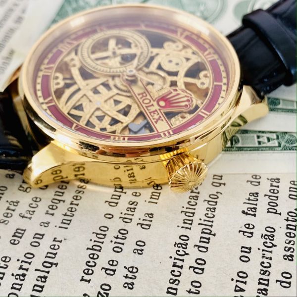 OH済 ロレックス 彫金 スケルトンRolex 17石 手巻き 腕時計 