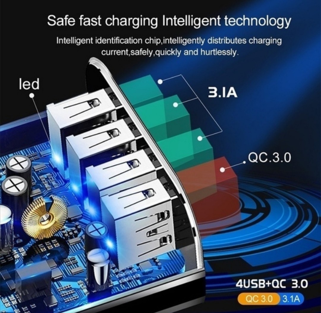 4ポート 急速充電器 USB充電器 充電器 iPhone Android 新品 Quick Charge ACコンセント