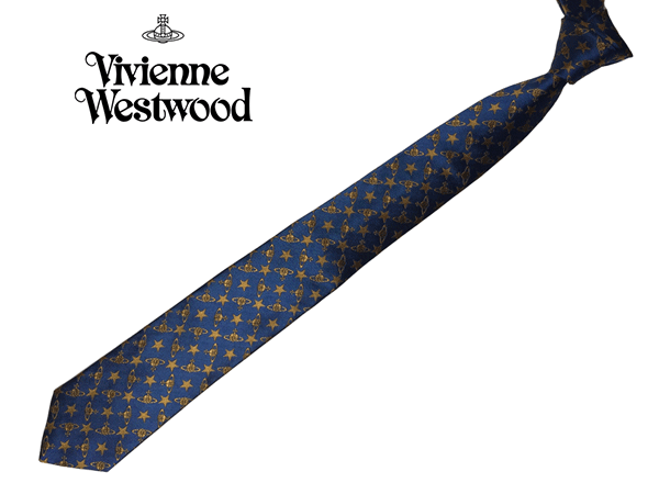  Vivienne Westwood 81050001 10041 L229 TEAL зеленовато-голубой оттенок голубого земля оттенок золота Star ORB рисунок narrow галстук 