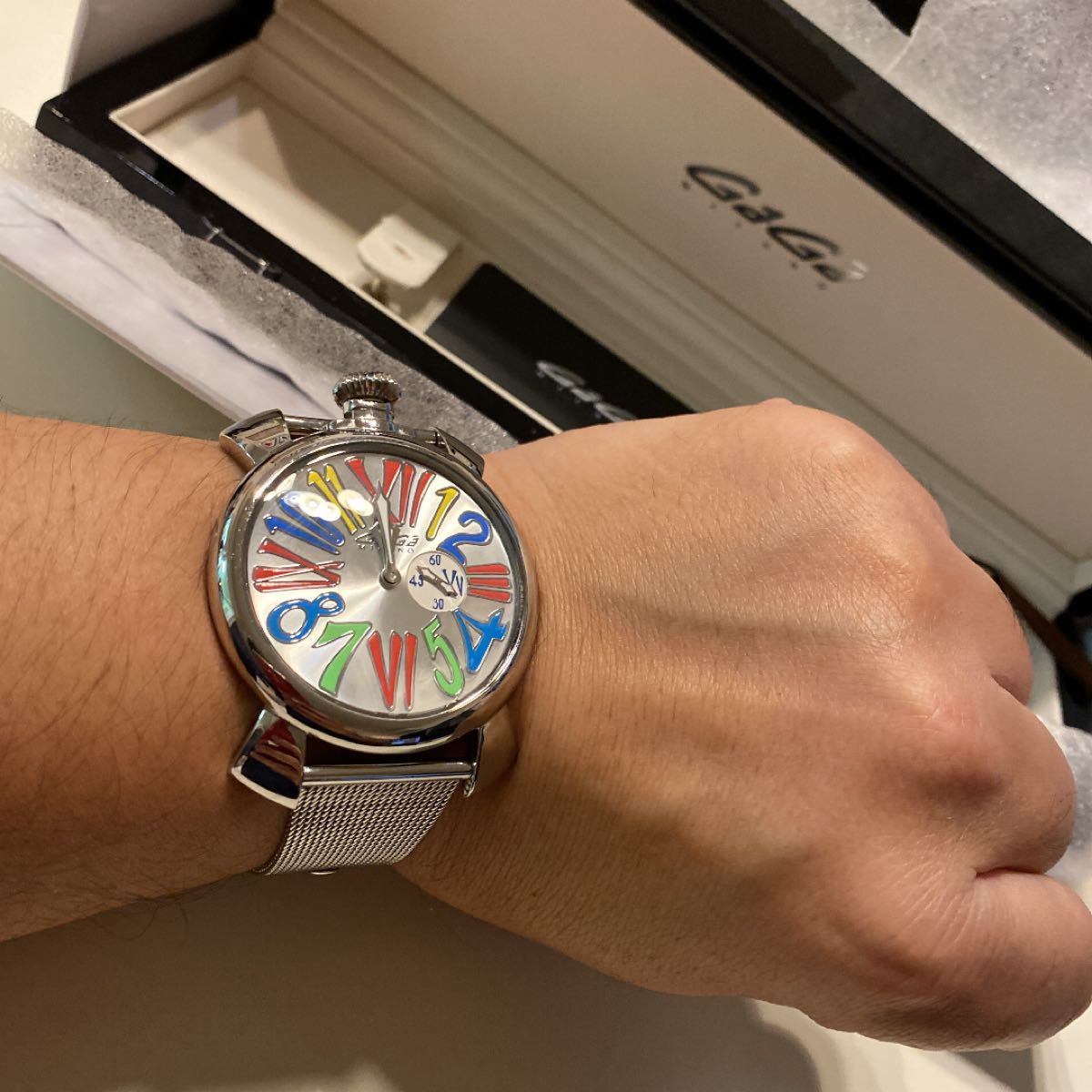 超美品 ガガミラノ slim 46mm 腕時計 シルバー マルチカラー utopia.ee