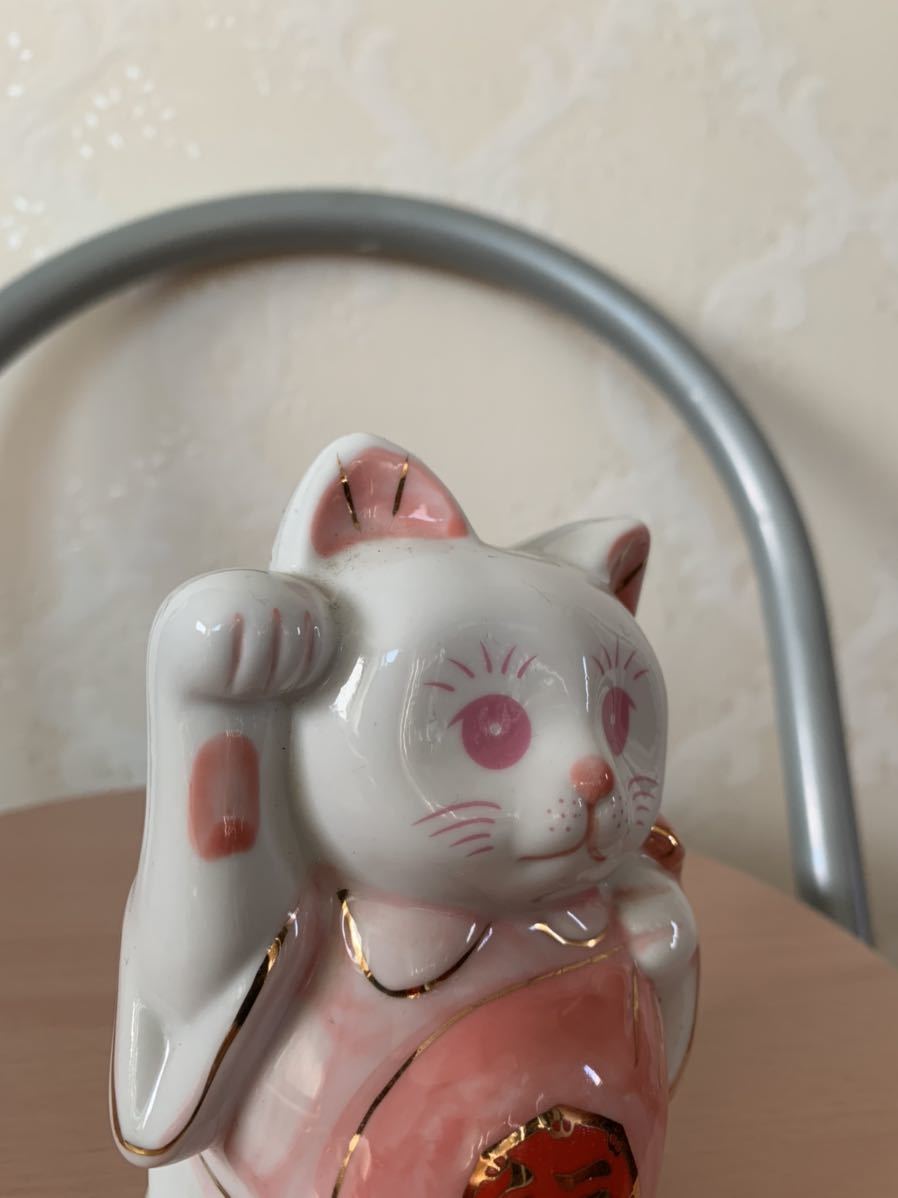 招き猫　開運招福 陶器　ピンクの招き猫　_画像6