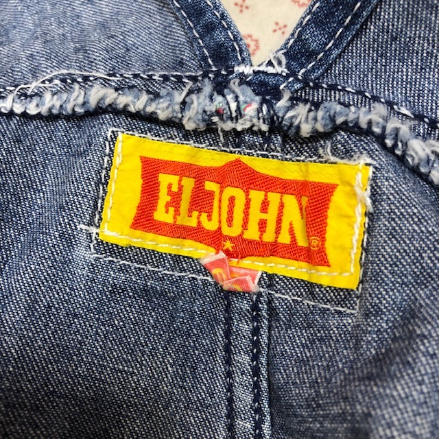 国産レトロ古着 70s～80s ELJOHN デニム オーバーオール オールド ヴィンテージ 縦落ち 昭和レトロ ●21