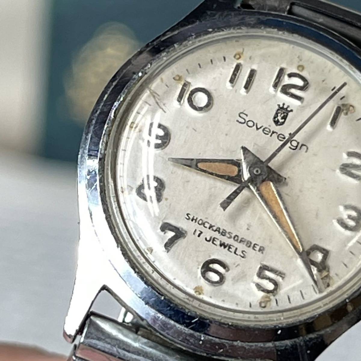 SOVEREIGN ソブリン 腕時計 機械式 手巻き 17石 シルバーカラー レディース ビンテージ SS 稼動品 W1849_画像9