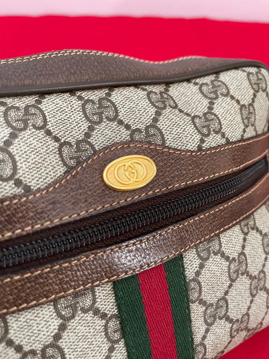 GUCCI オールドグッチ シェリーライン　ショルダーバッグ　茶