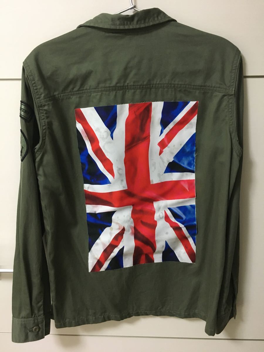 メンズ シャツ イギリス国旗 カーキ ONE MADE ワンメイド  S ARMY ワコマリア ミリタリーシャツ onemade