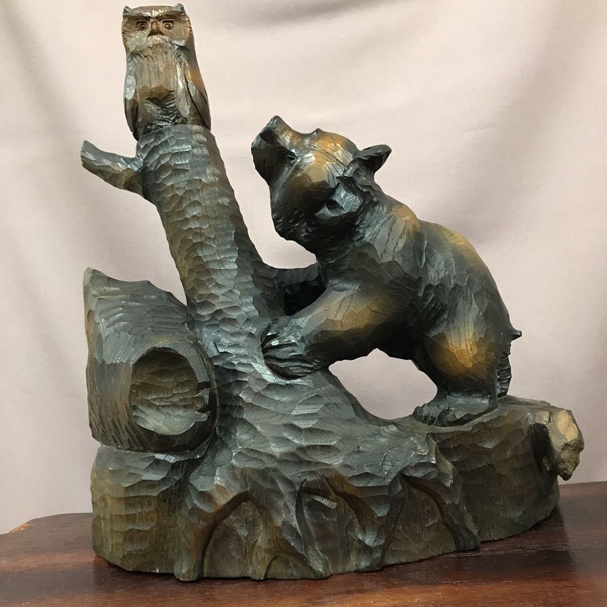 木彫りの熊&フクロウ 北海道 民芸品 - 家具、インテリア