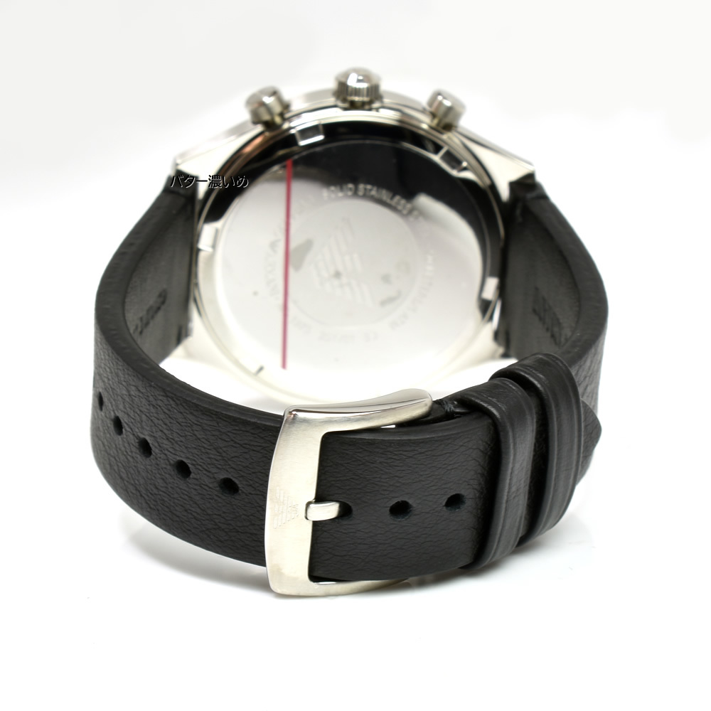 エンポリオアルマーニ 腕時計 メンズ クロノグラフ 革ベルト レザー