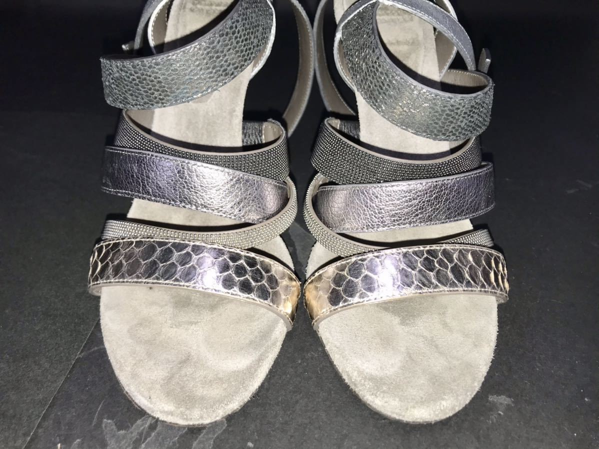  Brunello Cucinelli * beads design sandals 39 Gold & bronze & silver *1 times .