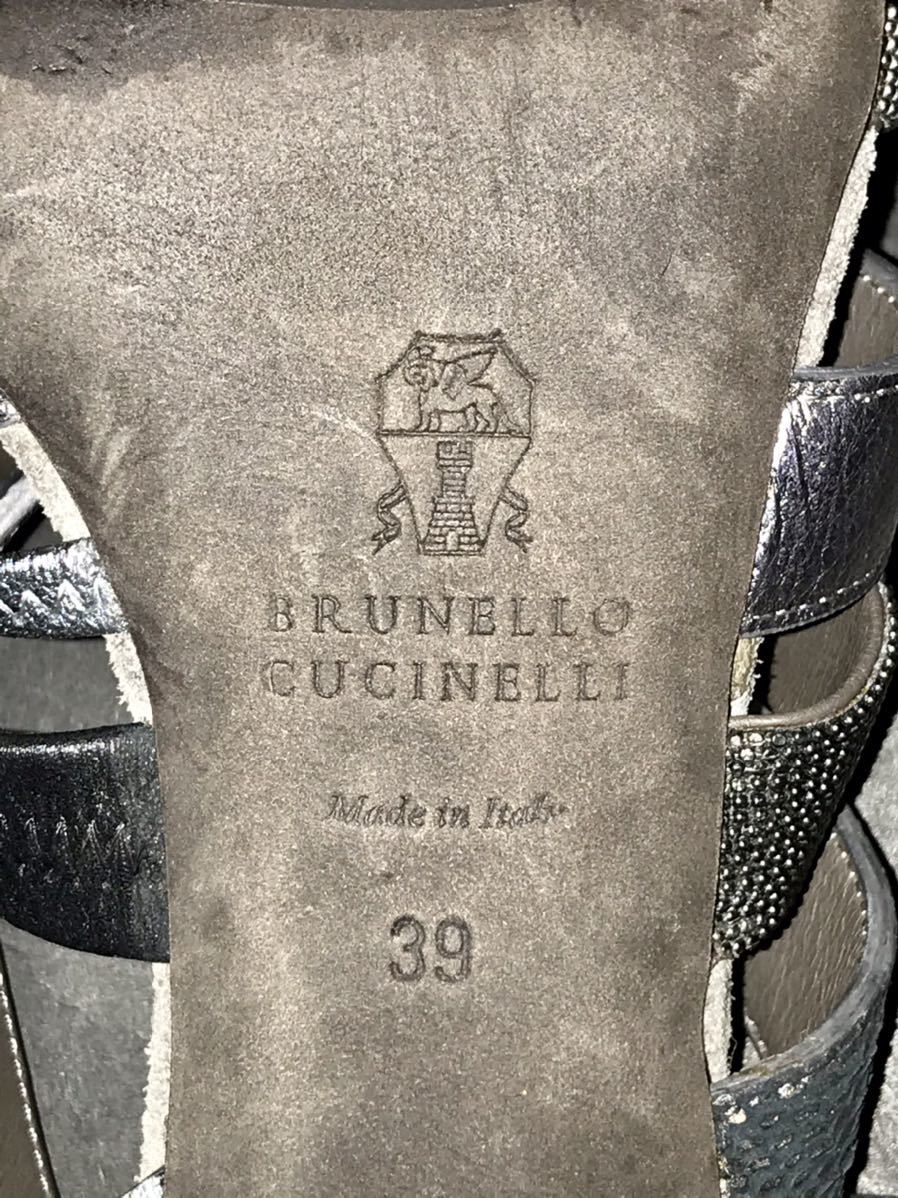  Brunello Cucinelli * beads design sandals 39 Gold & bronze & silver *1 times .