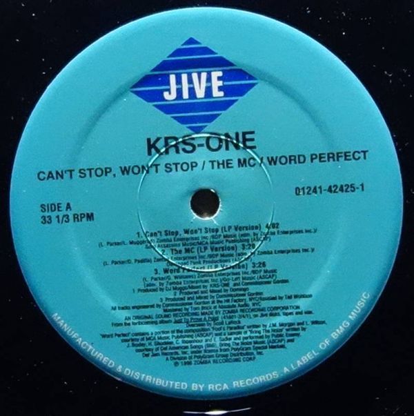 KRS-ONE - Can't Stop, Won't Stop / The MC / Word Perfect◆ジャケ良好◆アルバム「I Got Next」からのカット_画像3