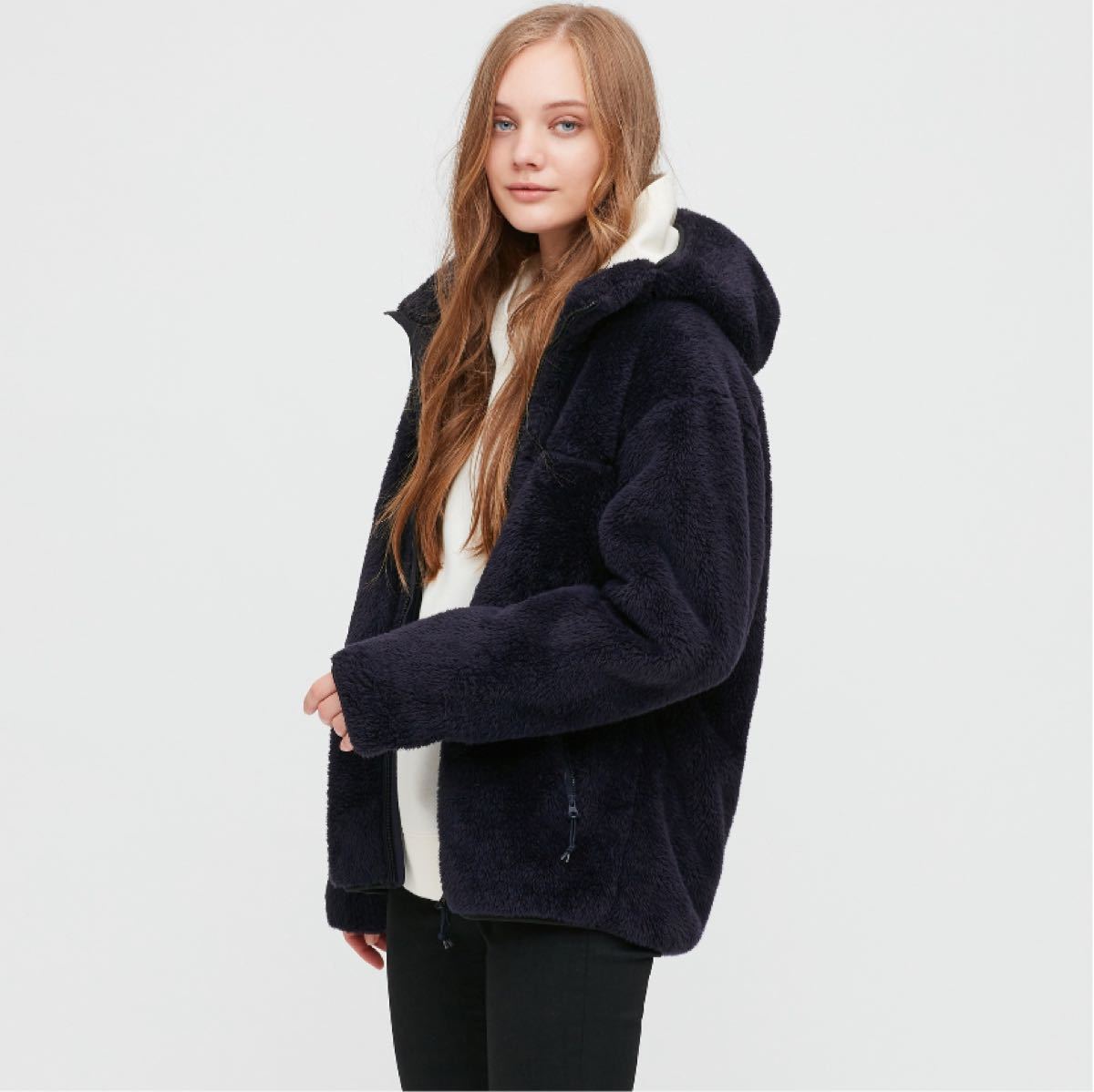 Paypayフリマ ユニクロ Uniqlo 防風ファーリーフリースフルジップパーカーxl ネイビー