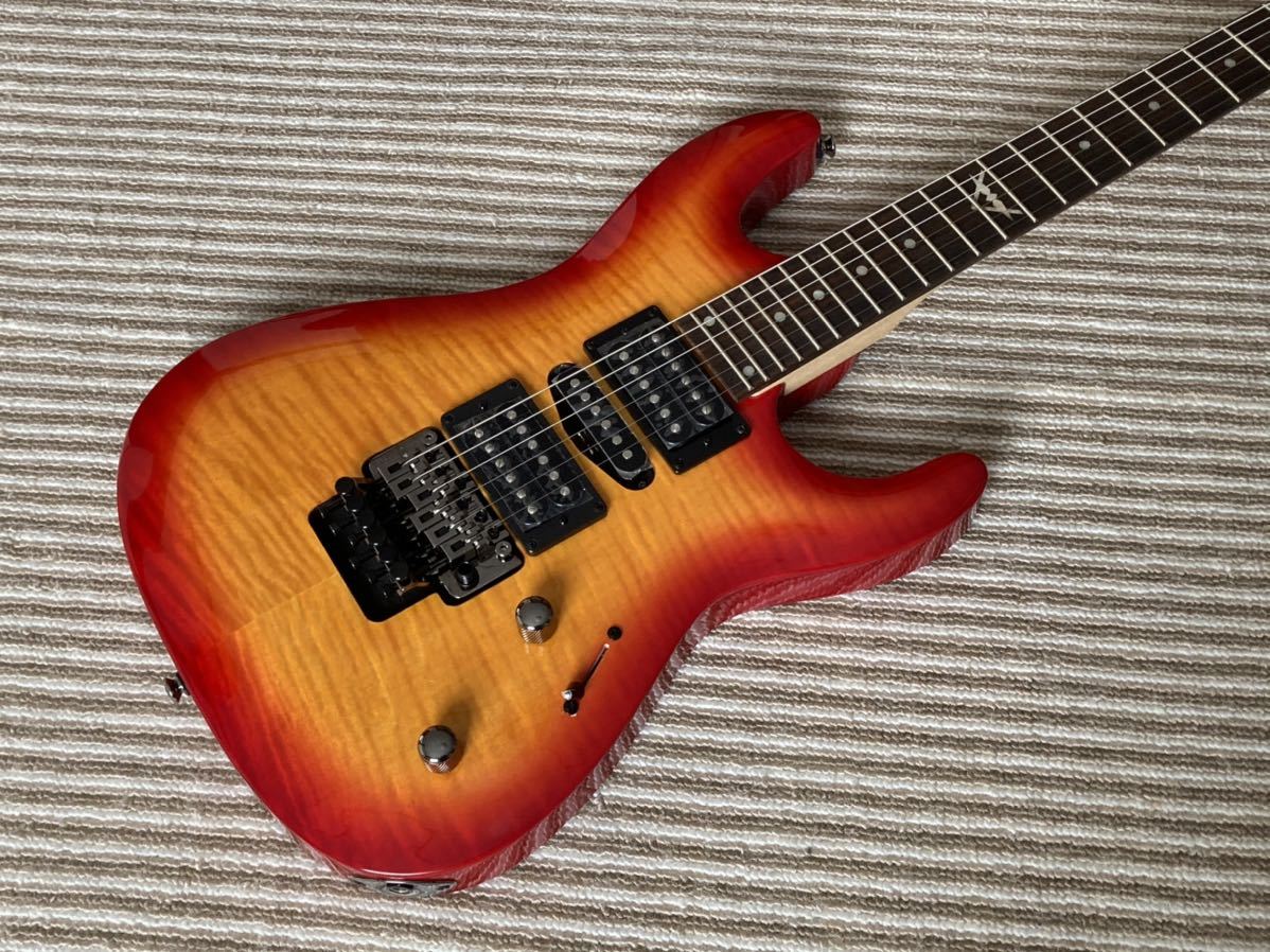 新品 DEAN ディーン Custom C380F Floyd Rose Grover Tuners Trans Amber Burst メイプルトップ レアカラー_画像6