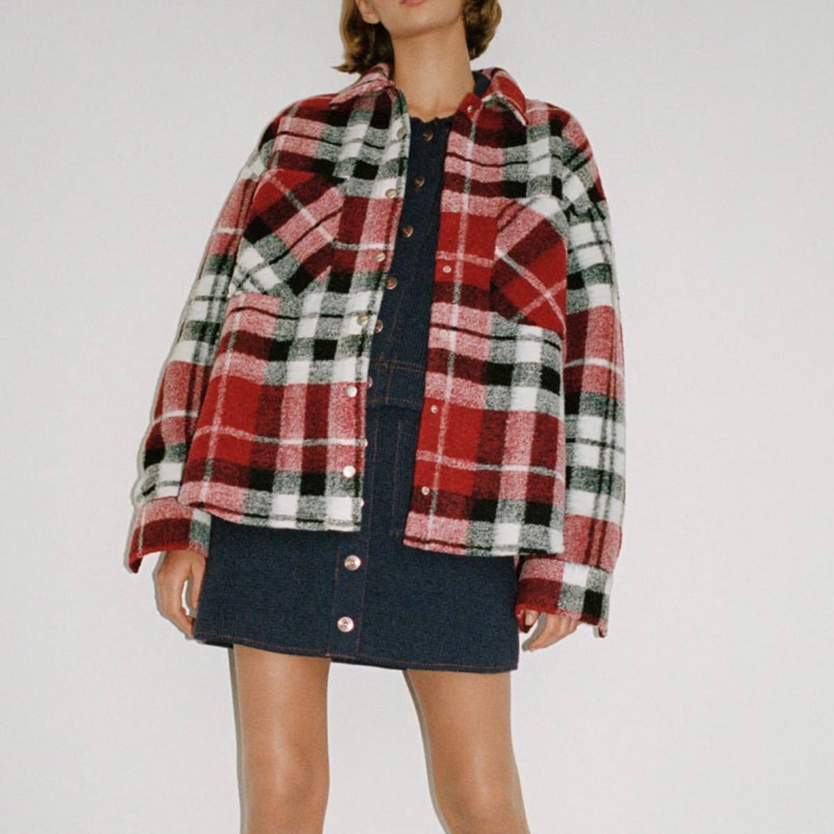 完売品!新品タグ付き ZARA チェック柄 オーバーシャツ サイズ:M