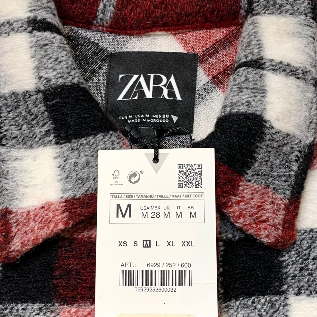 完売品!新品タグ付き ZARA チェック柄 オーバーシャツ サイズ:M