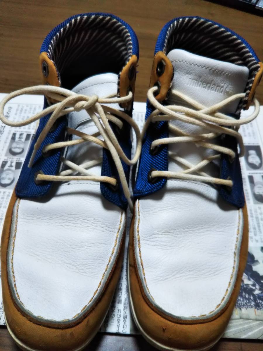 Timberland(ティンバーランド) 男性用ショートブーツ/ハイカットスニーカー サイズ8W(約26ｃｍ)希少 レアなブルー/ホワイト 青/白 美品☆