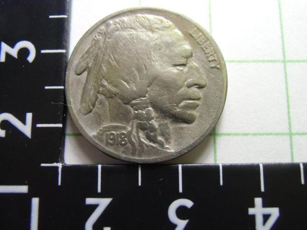 アメリカ バッファロー インディアン ５セント硬貨 1918年s　_画像1