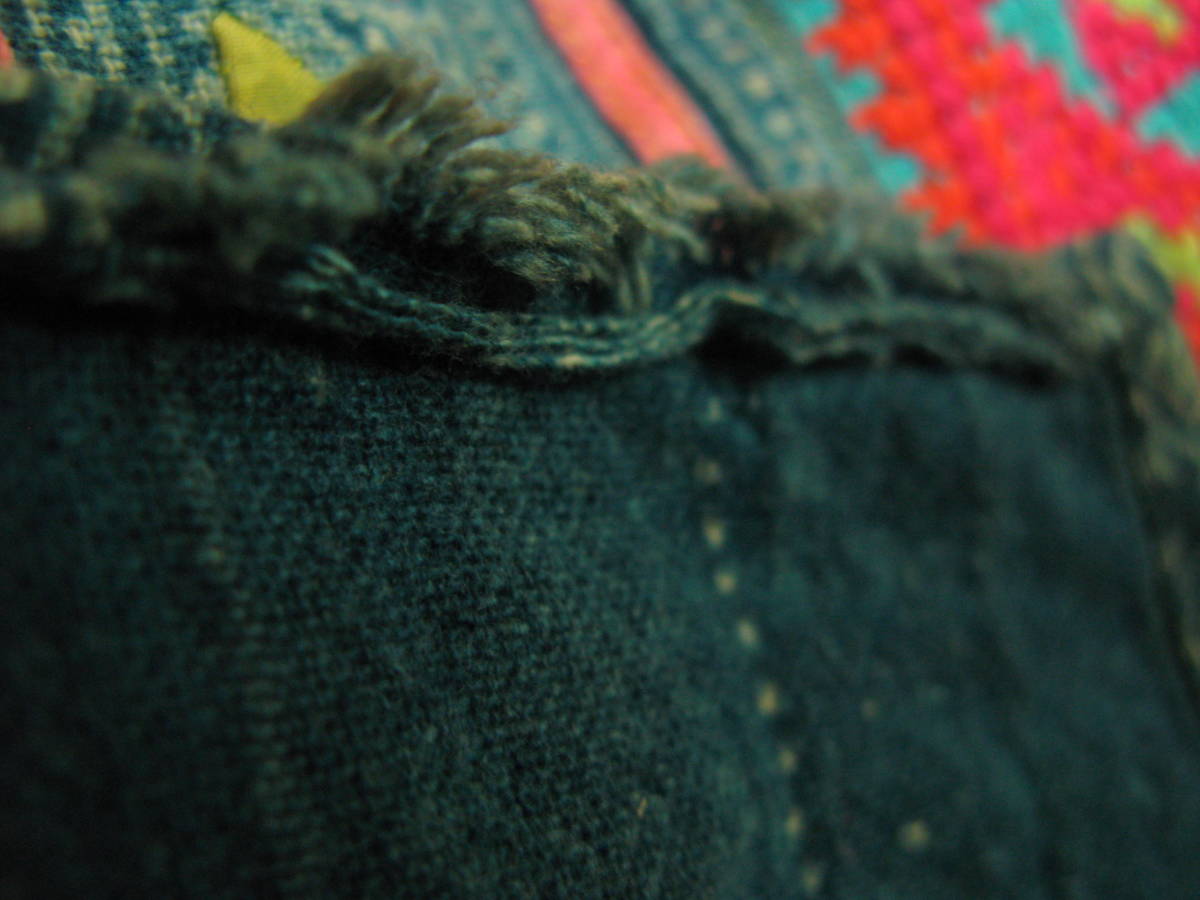 期間限定値下げ　タイ ヴィンテージ モン族 手縫い刺繍 民族衣装 ジャケット ろうけつ染め 藍染め　綿_画像5