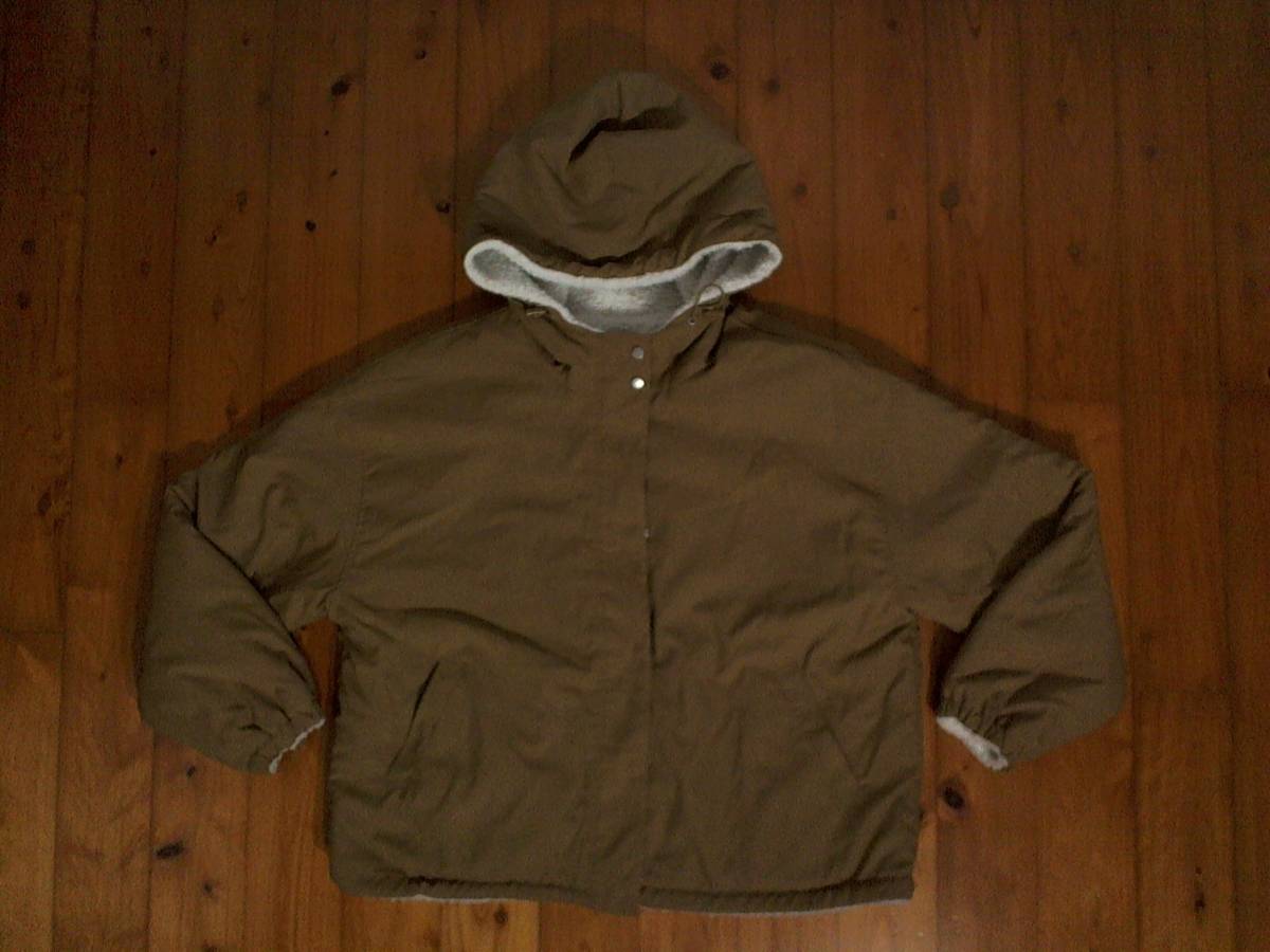 * the smallest defect have * wing *INGNI* reversible boa Zip up Parker jacket M white khaki Brown 