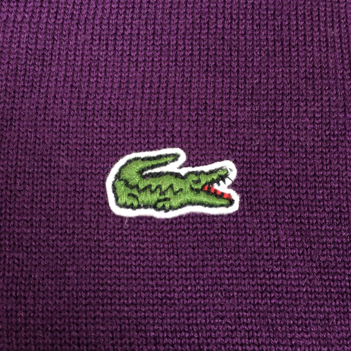 LACOSTE ラコステ AH262E セーター マシンウォッシャブル Vネック サイズ4 パープル 長袖 日本製_画像5